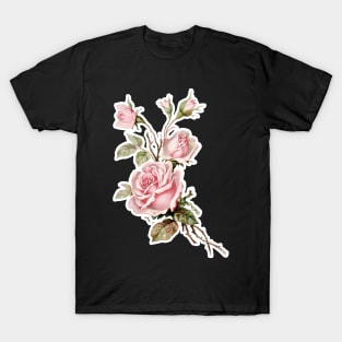 Vintage Victoriana Rose Illustration Design T-Shirt